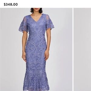 JS Collections Blue Flutter Sleeve Sheath Dress